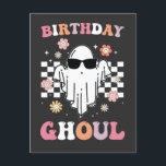 Birthday Ghoul Ghost Halloween Groovy Retro Invitation Postcard<br><div class="desc">Birthday Ghoul Ghost Halloween Groovy Retro</div>