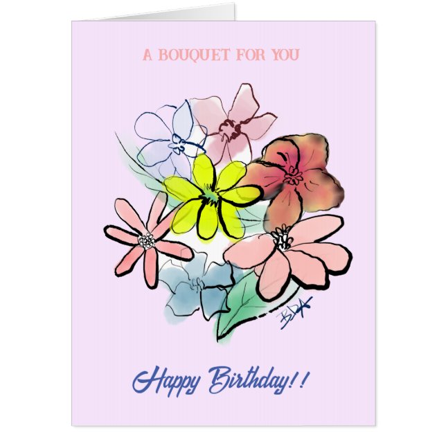 Birthday Giant Bouquet Card (Front)