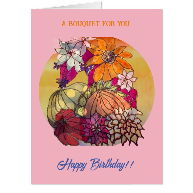 Birthday Giant Bouquet Card (Front)