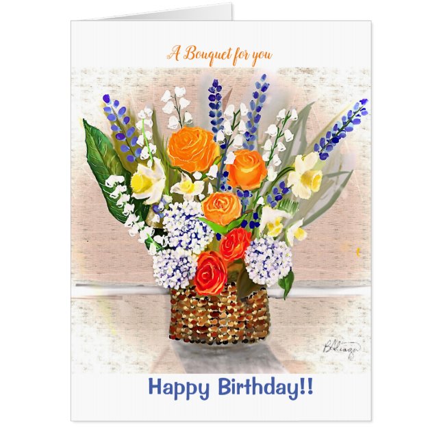 Birthday Giant Bouquet Card (Front)