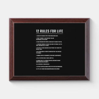 Birthday Gift 12 Rules For Life Award Plaque