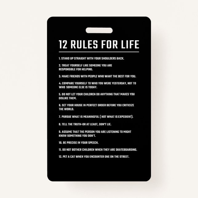 Birthday Gift 12 Rules For Life Badge (Front)