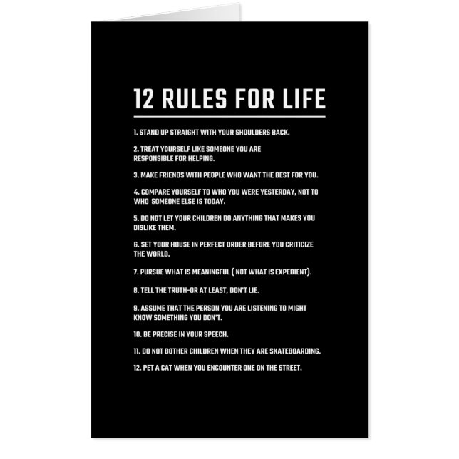 Birthday Gift 12 Rules For Life Card (Front)