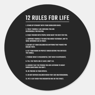 Birthday Gift 12 Rules For Life Classic Round Sticker
