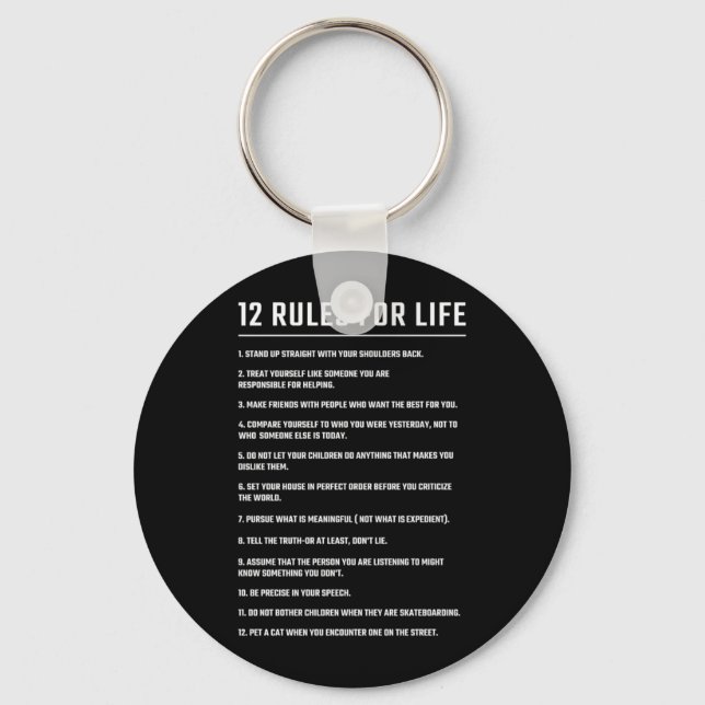 Birthday Gift 12 Rules For Life Keychain (Front)