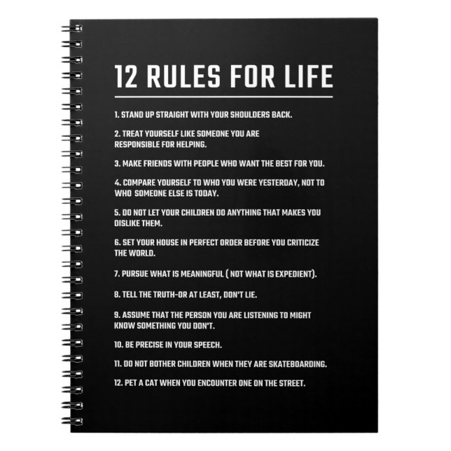 Birthday Gift 12 Rules For Life Notebook (Front)