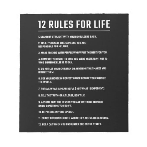 Birthday Gift 12 Rules For Life Notepad