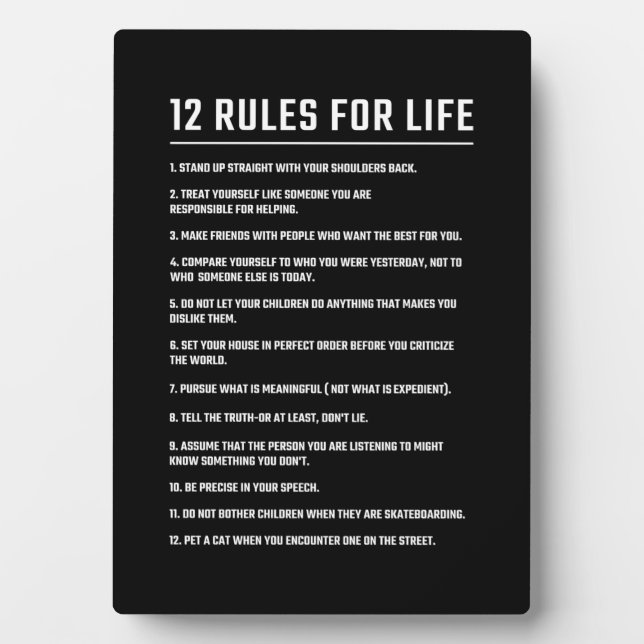 Birthday Gift 12 Rules For Life Plaque (Front)