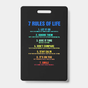 Birthday Gift 7 Rules Of Life Badge