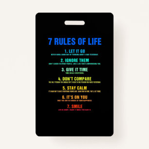 Birthday Gift 7 Rules Of Life Badge