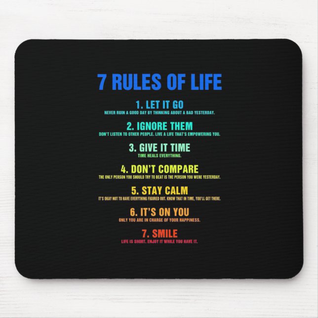 Birthday Gift 7 Rules Of Life Mouse Pad (Front)