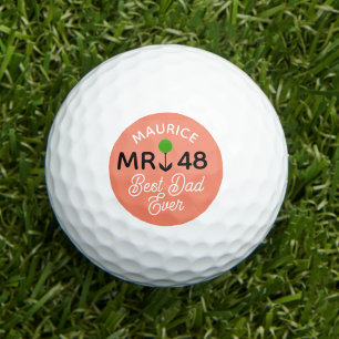 Birthday Gift "Best Dad Ever" Salmon Color Golf Balls