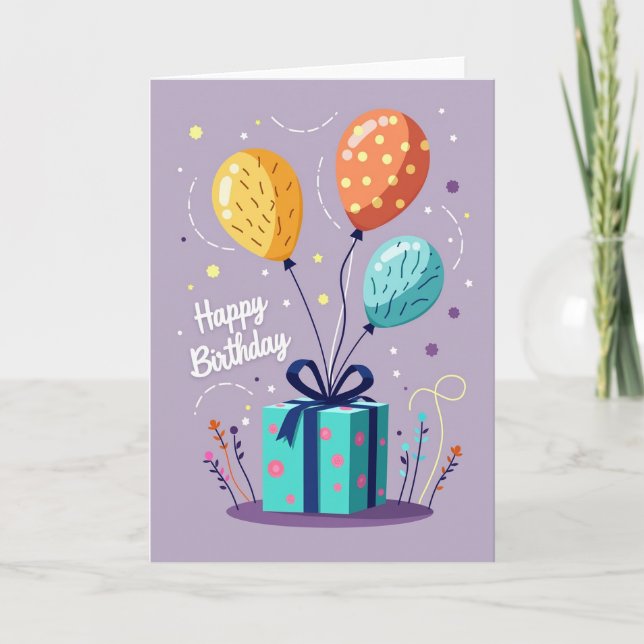 Birthday Gift Box Card (Front)