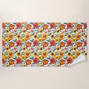 Birthday Gift Colorful Floral Arrangement Beach Towel