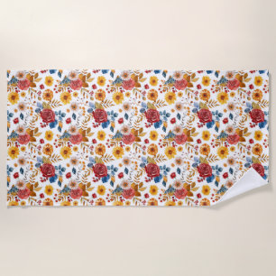 Birthday Gift Colorful Floral Beach Towel