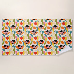 Birthday Gift Colorful Flower Seamless Beach Towel