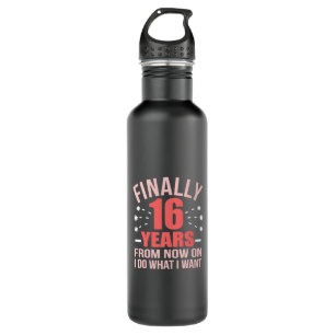 Birthday Gift Finally 16 Years Old Stainless Steel Water Bottle
