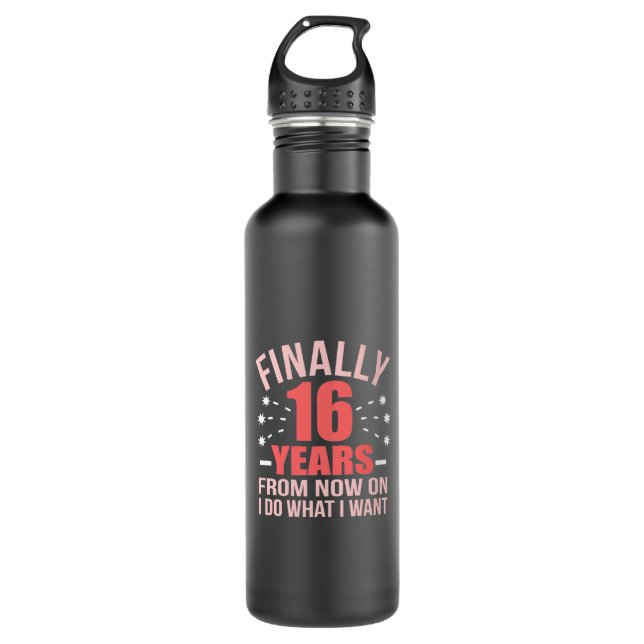 Birthday Gift | Finally 16 Years Old Stainless Steel Water Bottle (Front)