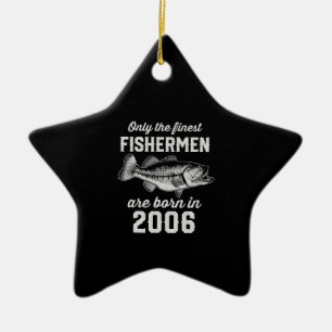 Birthday Gift Fisherman Fishing 2006 Ceramic Ornament