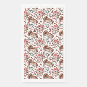 Birthday Gift Floral and Bird With Turkeys Paper Guest Towels