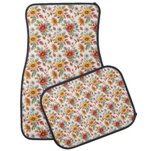 Birthday Gift Floral With Sunflowers and Daisies Car Floor Mat