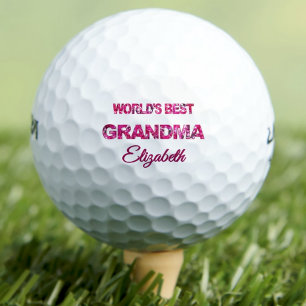 Birthday Gift for Best Grandma - Pink Flowers Golf Balls