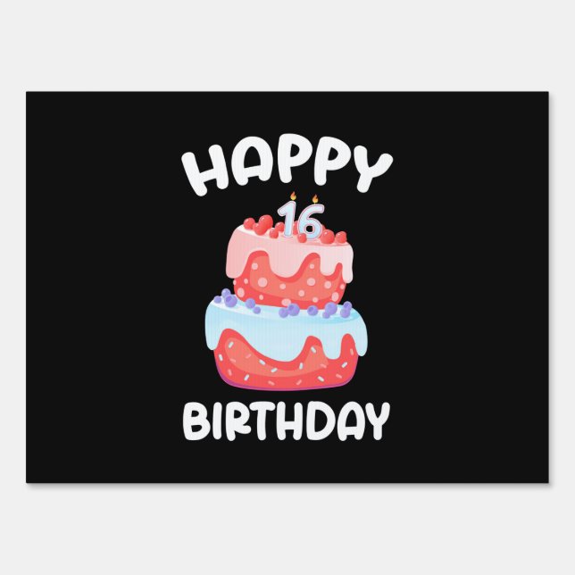 Birthday Gift | Happy 16th Birthday Sign (Front)