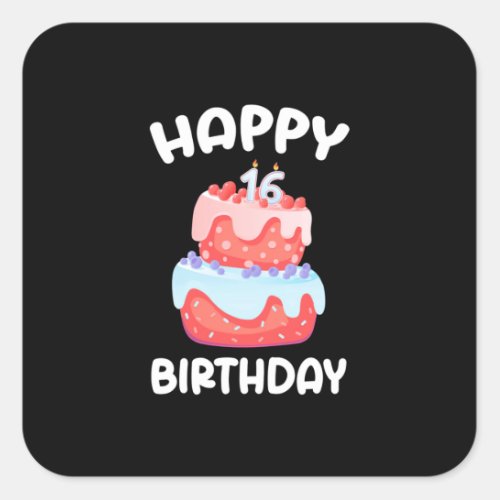 Birthday Gift  Happy 16th Birthday Square Sticker