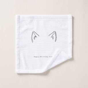 Birthday gift, happy birthday kitty, cat gift wash cloth