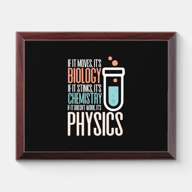 Birthday Gift | If It Moves It Is Biology Award Plaque (Horizontal)