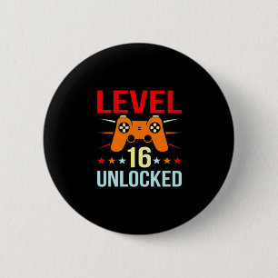 Birthday Gift Level 16 Unlocked Gamer Button