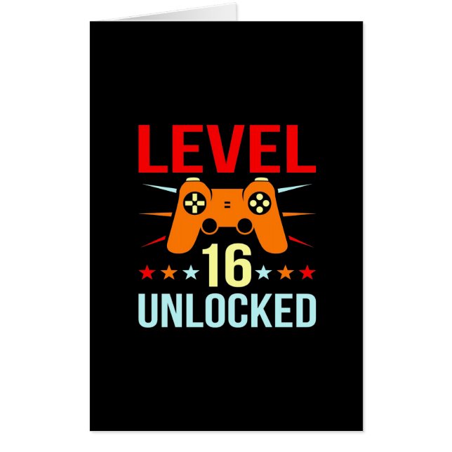 Birthday Gift | Level 16 Unlocked Gamer Card (Front)
