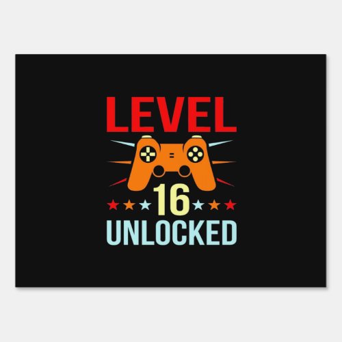 Birthday Gift  Level 16 Unlocked Gamer Sign