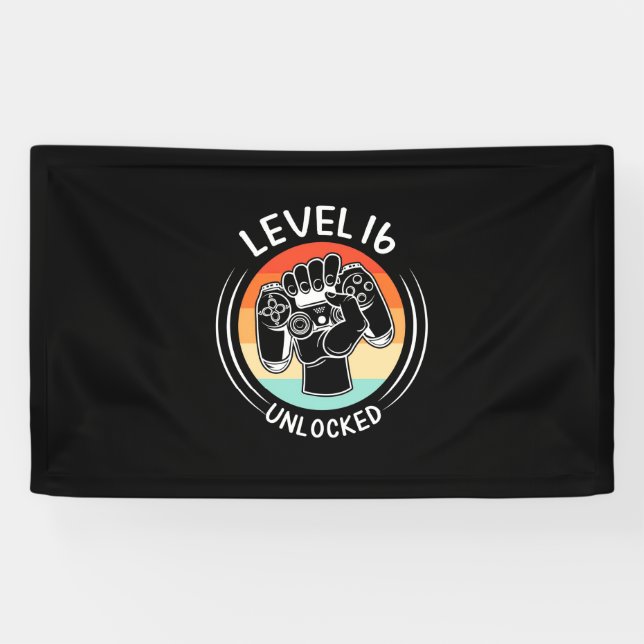 Birthday Gift | Level 16th Birthday Unlocked Banner (Horizontal)