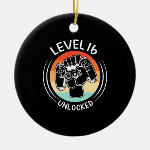 Birthday Gift  Level 16th Birthday Unlocked Ceramic Ornament