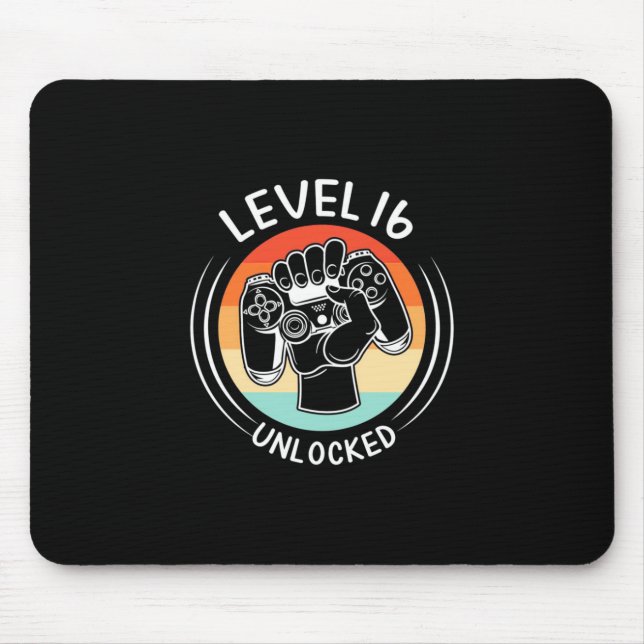 Birthday Gift | Level 16th Birthday Unlocked Mouse Pad (Front)