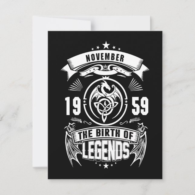 Birthday Gift | November 1959 The Birth Of Legends Note Card (Front)