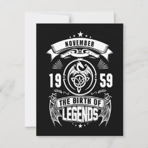 Birthday Gift   November 1959 The Birth Of Legends Note Card