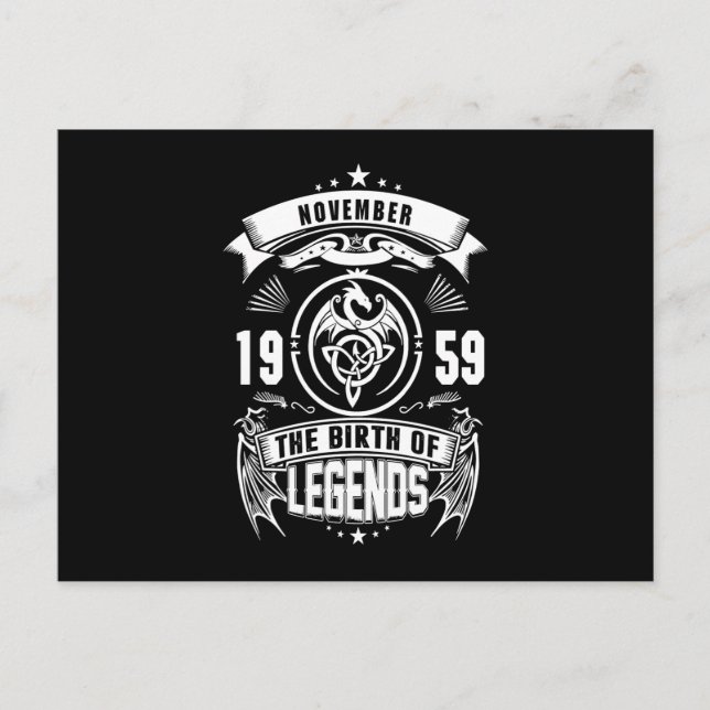 Birthday Gift | November 1959 The Birth Of Legends Postcard (Front)