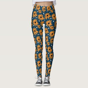 Birthday Gift   Orange Daisy Seamless Leggings