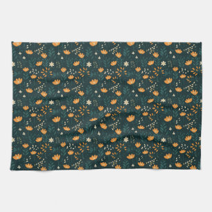 Birthday Gift Orange Floral Kitchen Towel