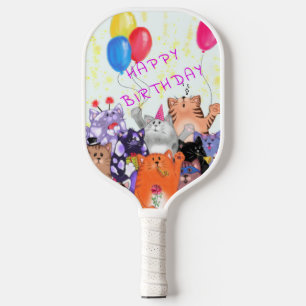 Birthday Gift Pickleball Paddle Cat Party