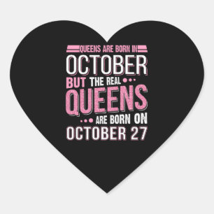 Birthday Gift Queen Are Born In October Gift Heart Sticker
