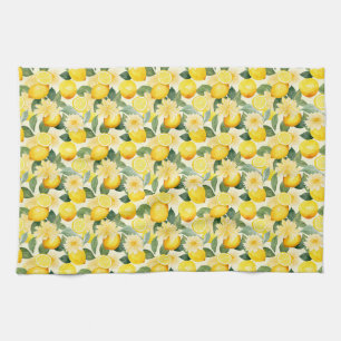 Birthday Gift Seamless Lemon and Flower Kitchen Towel