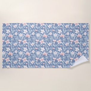 Birthday Gift Seamless Pink and White Floral Beach Towel