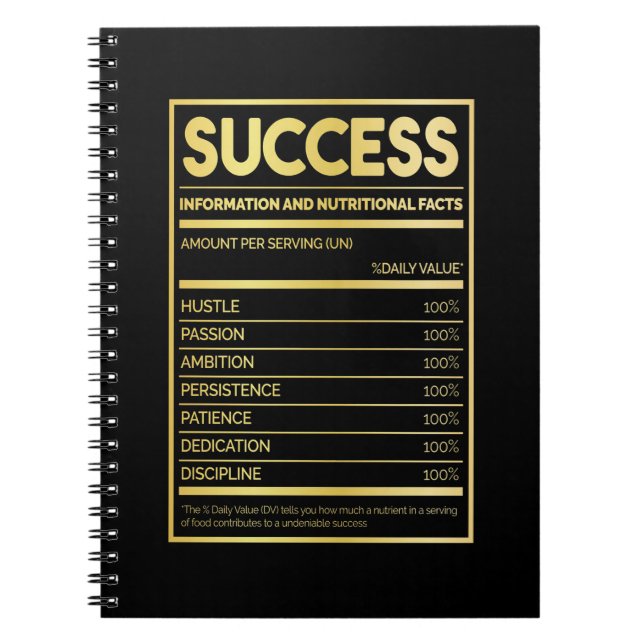 Birthday Gift Success Nutritional Facts Notebook (Front)