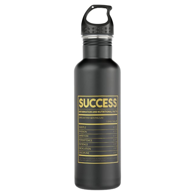 Birthday Gift Success Nutritional Facts Stainless Steel Water Bottle (Front)