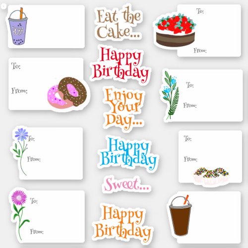 Birthday gift tag stickers scrapbooking