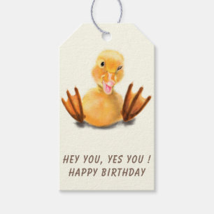 Birthday Gift Tags with Catchy Duckling and Text