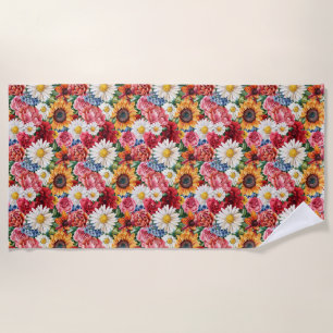 Birthday Gift Vibrant Floral Arrangement Beach Towel
